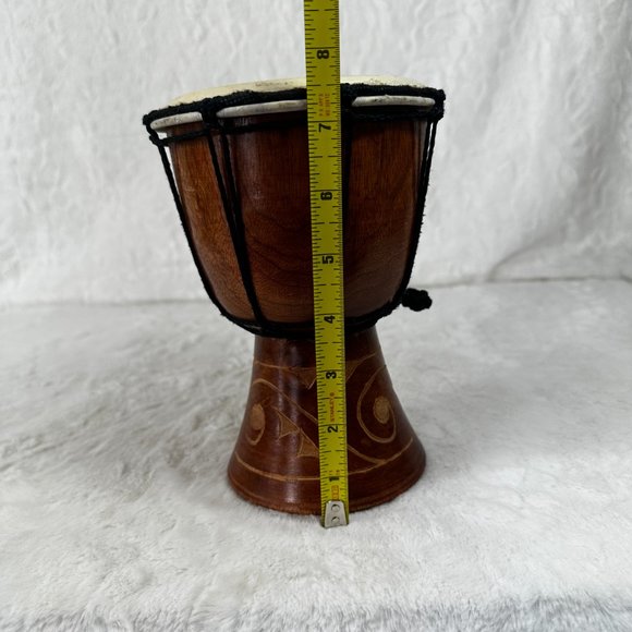 Djembe Drum Hand Carved Bongo African Inspired Music Decor Natural wood - Picture 9 of 10